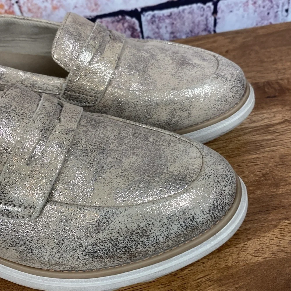 Clarks Womens Sharon Ranch Gold Metallic Platform Slip On Comfort Loafers Sz 8.5 - Picture 5 of 15
